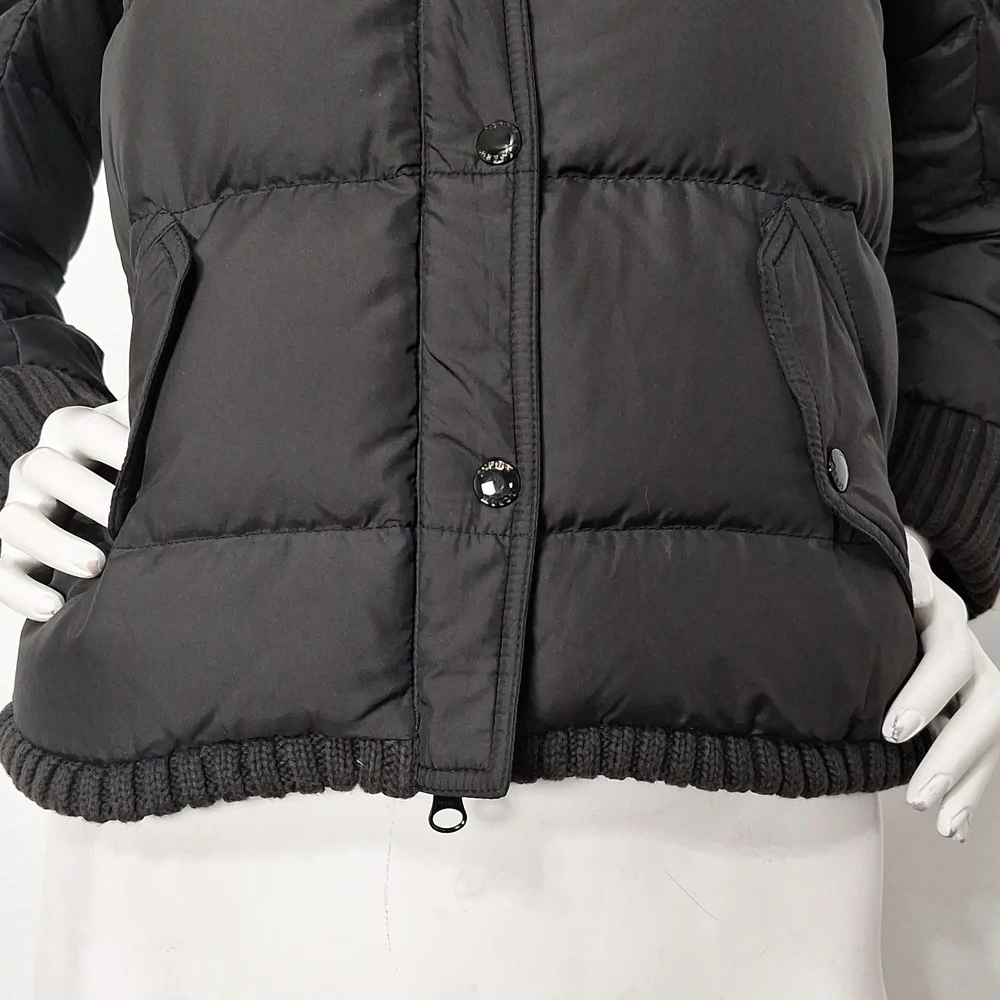 J. Crew Women's Black Down Feather Hooded Gorpcore Outdoor Puffer Jacket Size XS